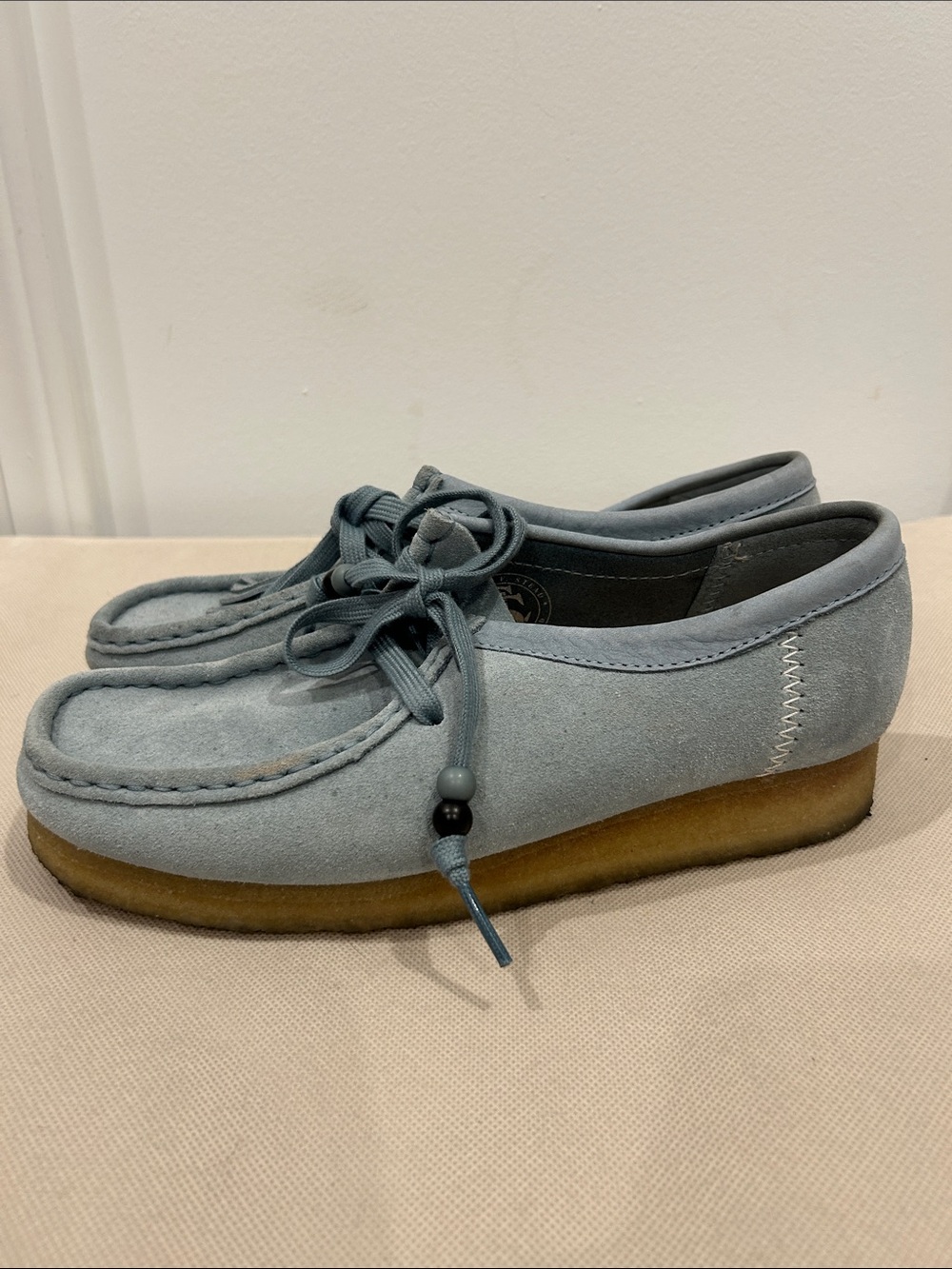 Clarks Blue Suede Tassel Wallabee Loafer - Picture 4 of 12